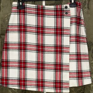 Blue Rain Red, White & Black Plaid Wrap Mini Skirt